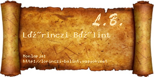 Lőrinczi Bálint névjegykártya